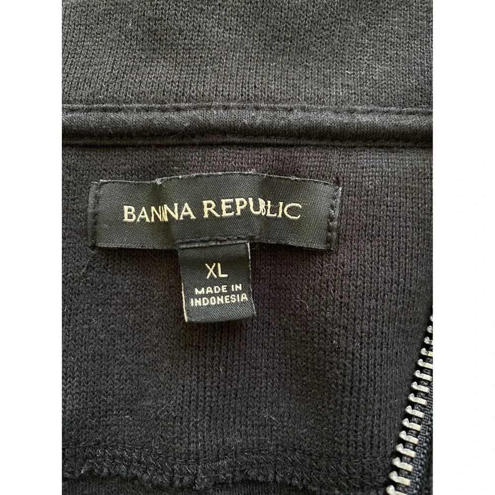 Banana Republic Quarter Zip Pullover Mens XL Black Excellent Cotton Blend Mock